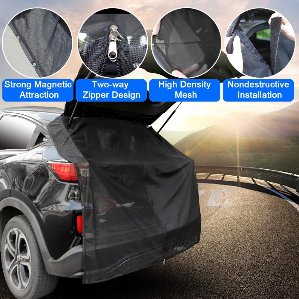 Mosquitera magnética transpirable para puerta trasera de automóvil, pantalla de malla transpirable para SUV, MPV, privacidad, protección UV,