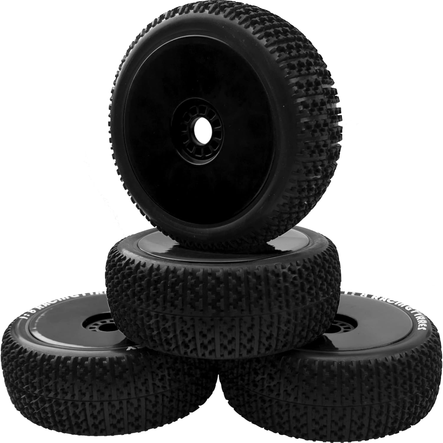 ShareGoo OD 4.52 pulgadas 18 RC Buggy neumáticos de goma con llanta de plástico hexagonal de 0.669 in compatible con Arrma Kyosho Exceed RC Traxxas