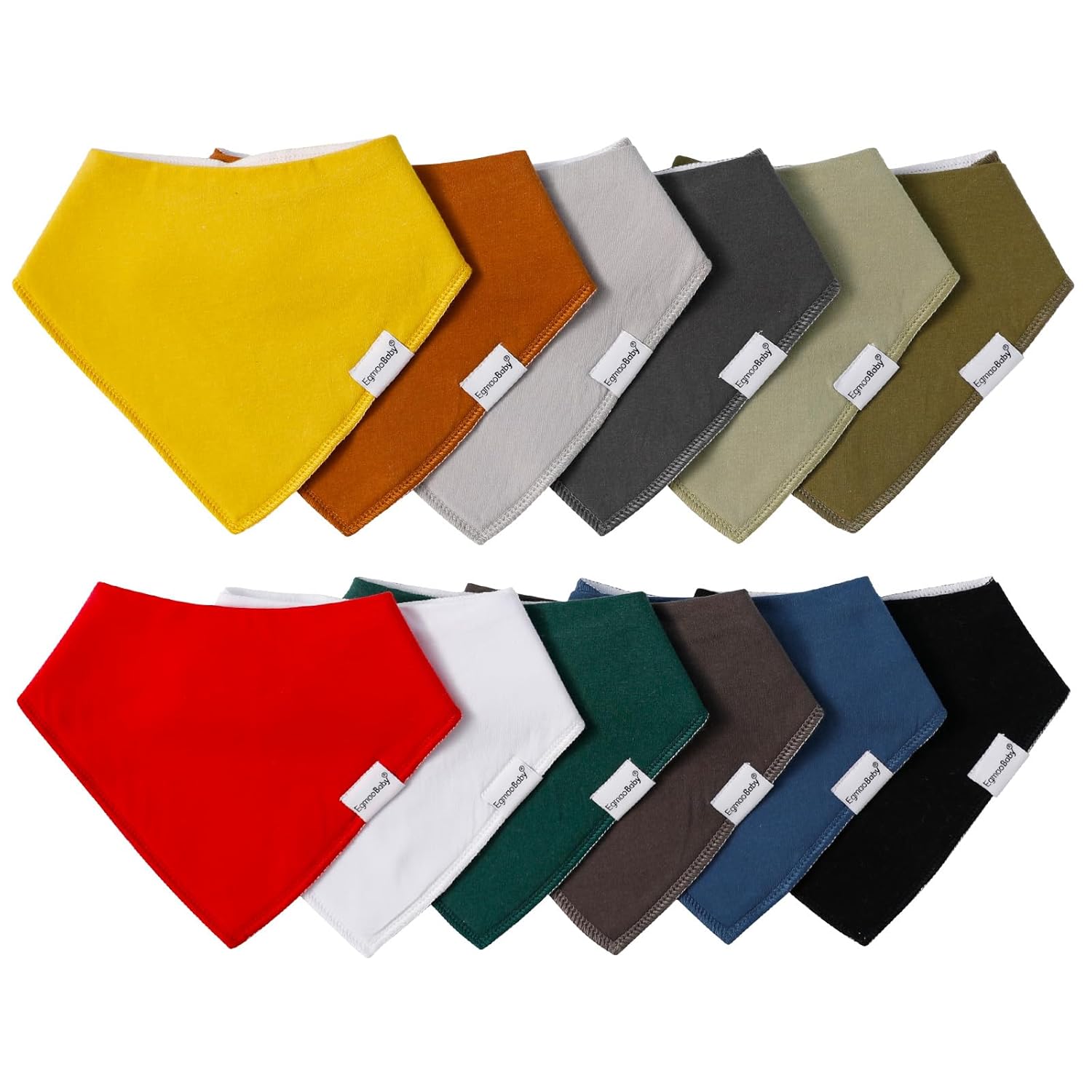 Paquete de 12 baberos tipo bandana de algodón orgánico para babeo y dentición para niños y niñas