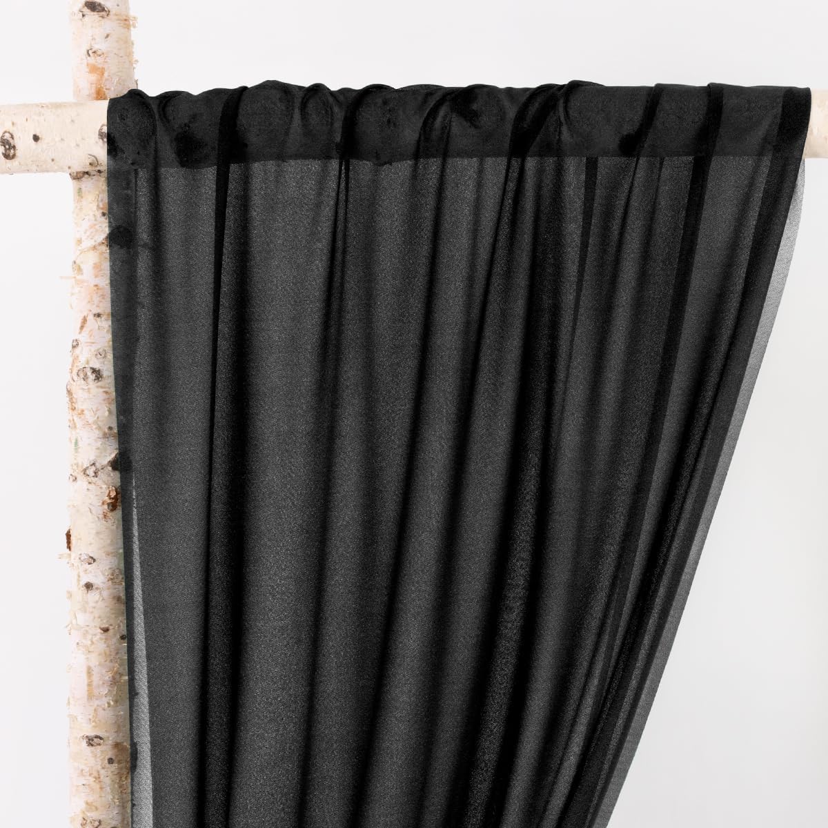 MLMW 2 paneles de tela para arco de boda, 6.5 yardas, cortina de gasa transparente negra, tela drapeada, decoración de techo extra larga para fiesta
