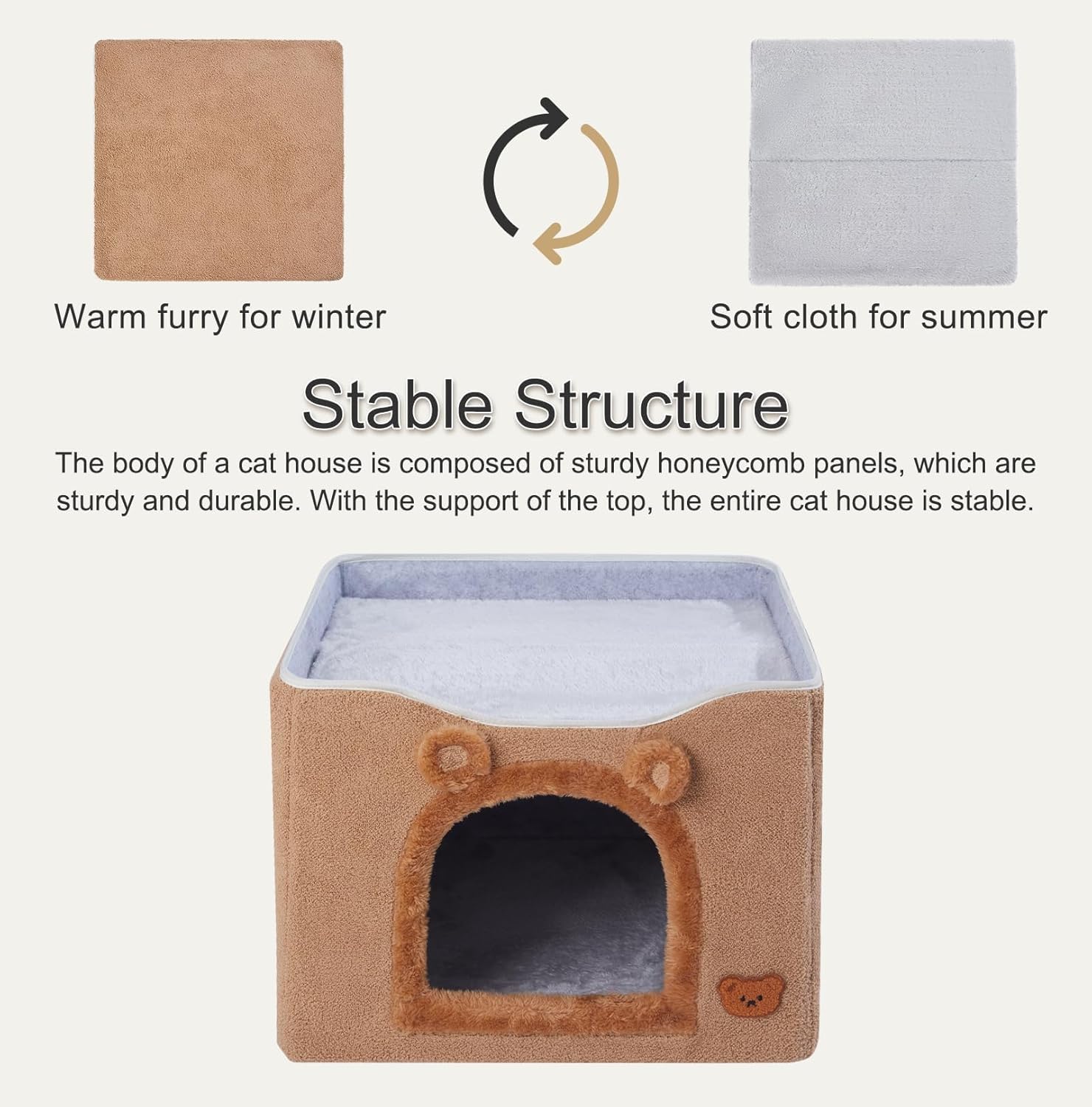 Jiupety Casa para gatos con rascador de gatos, casas para gatos de interior, cueva interior para gatos y gatos grandes de hasta 20 libras, color