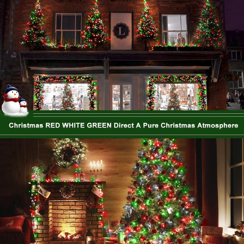 1 paquete de 60 luces LED de 16.4 pies cada uno, 16.4 pies, funciona con pilas, luces de árbol para interiores y exteriores, con temporizador, 8