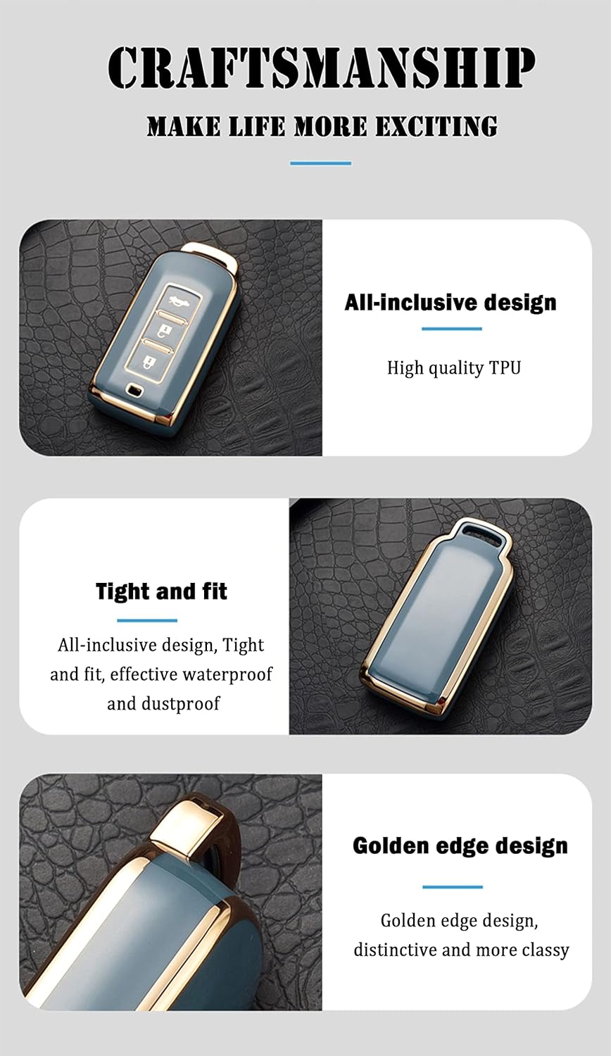 ontto para Mitsubishi Key Fob Cover Elegante Llavero con Keychian, Beige