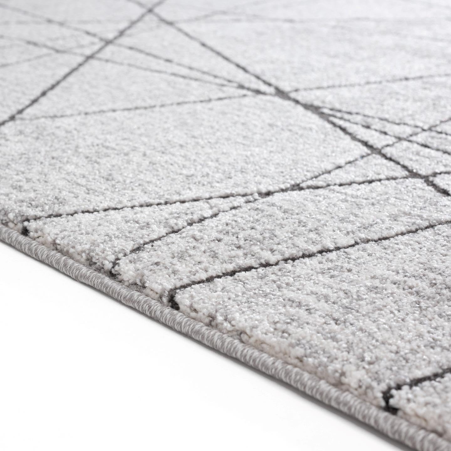 LUXE WEAVERS Alfombra de arte moderno, 5 x 7, diseño de líneas abstractas, color gris