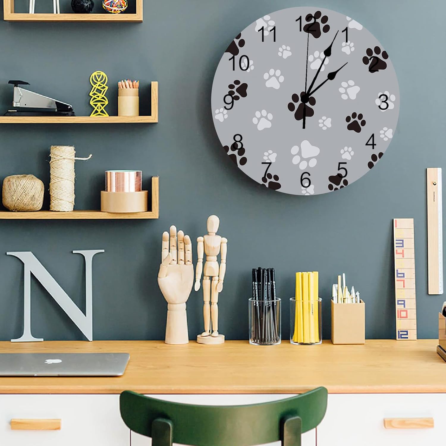 Silent – Reloj de pared decorativo sin tictac para cocina, dormitorio, baño, oficina, sala de estar, lavandería, hogar, funciona con pilas, reloj de