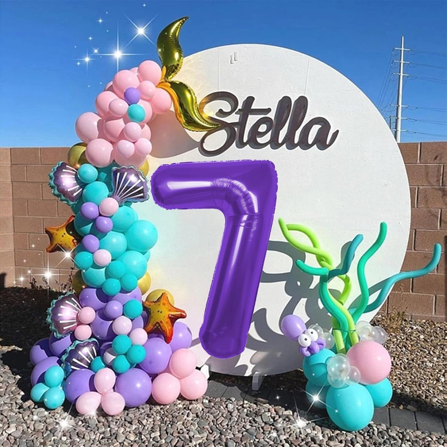 Globos de helio de aluminio de Mylar de 40 pulgadas de tamaño extra grande con el número 7 para fiestas de cumpleaños, decoraciones de celebración