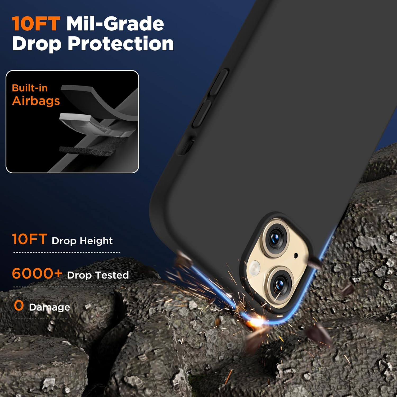 Compatible con iPhone 15, funda de silicona líquida, funda protectora de cuerpo completo a prueba de golpes forro de microfibra suave, funda delgada