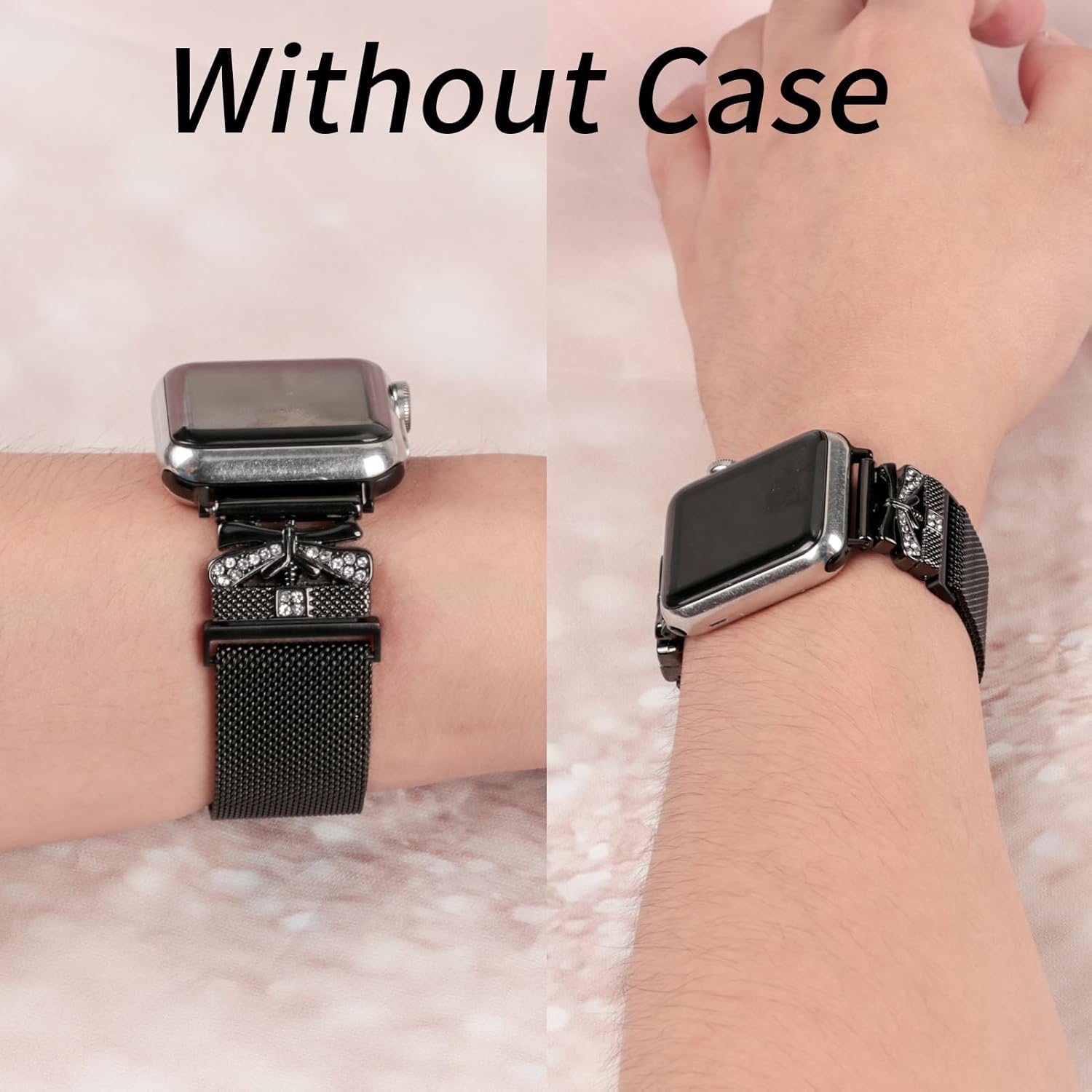 Correa magnética para mujer compatible con Apple Watch Band 1.496 in 1.575 in 1.614 in 1.654 in 1.732 in 1.772 in, correa de acero inoxidable