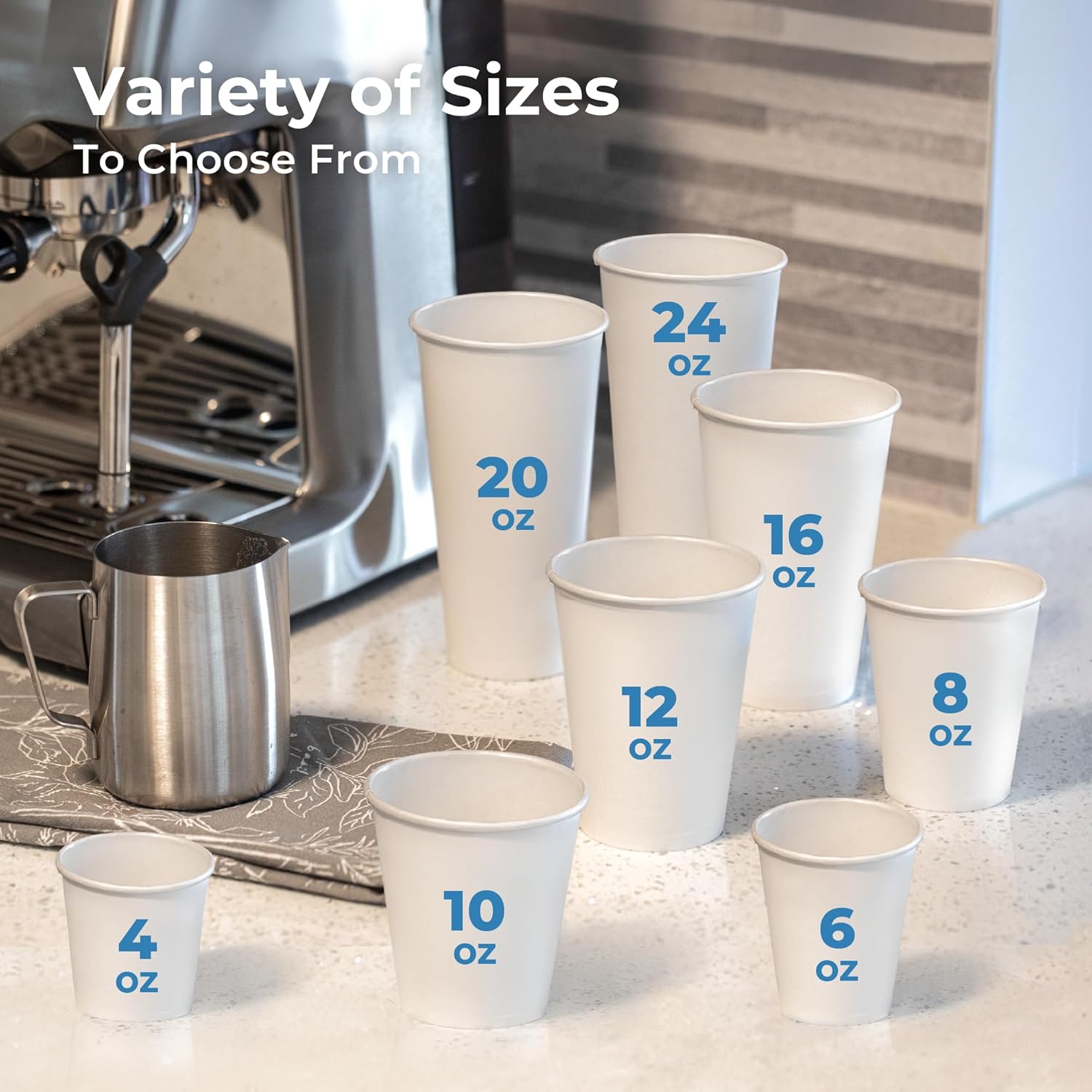 Fit Meal Prep Paquete de 100 tazas de café de papel desechables de 24 onzas, tazas calientes de primera calidad para bebidas calientesfrías, vasos