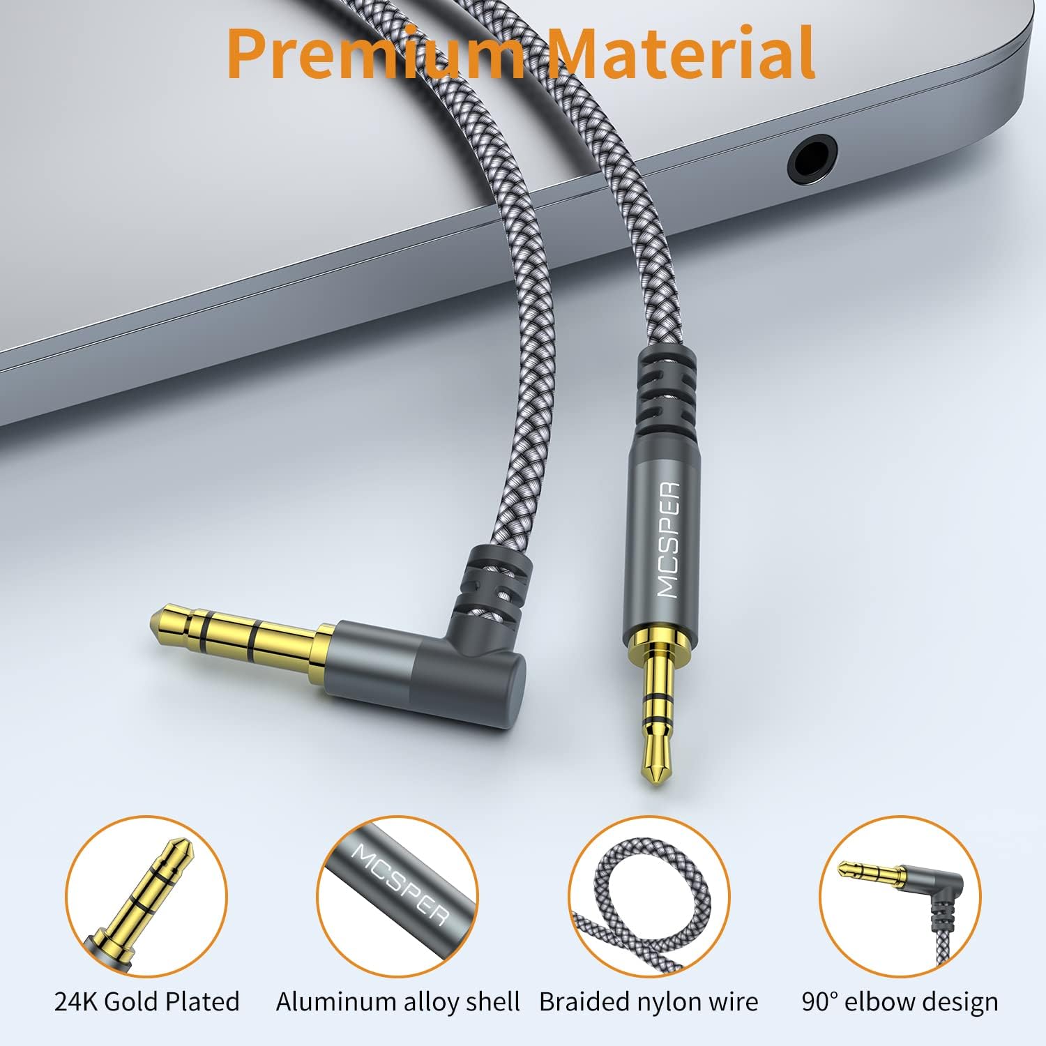 Cable de audio auxiliar de 0.138 in a 0.098 in (6.6 pies), cable derecho de 90 grados compatible con auriculares Bose 700 QuietComfort QC45 QC35II