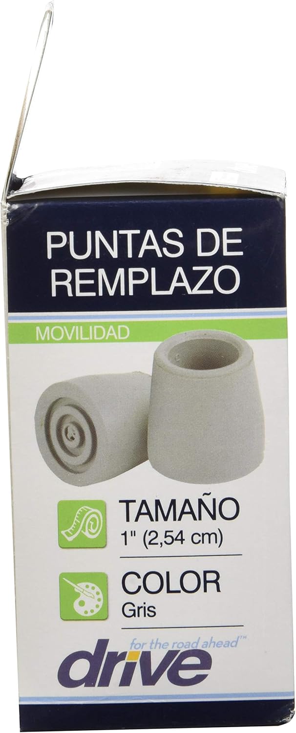 Drive Medical Puntas de repuesto para bastones, andadores y comodidades, gris
