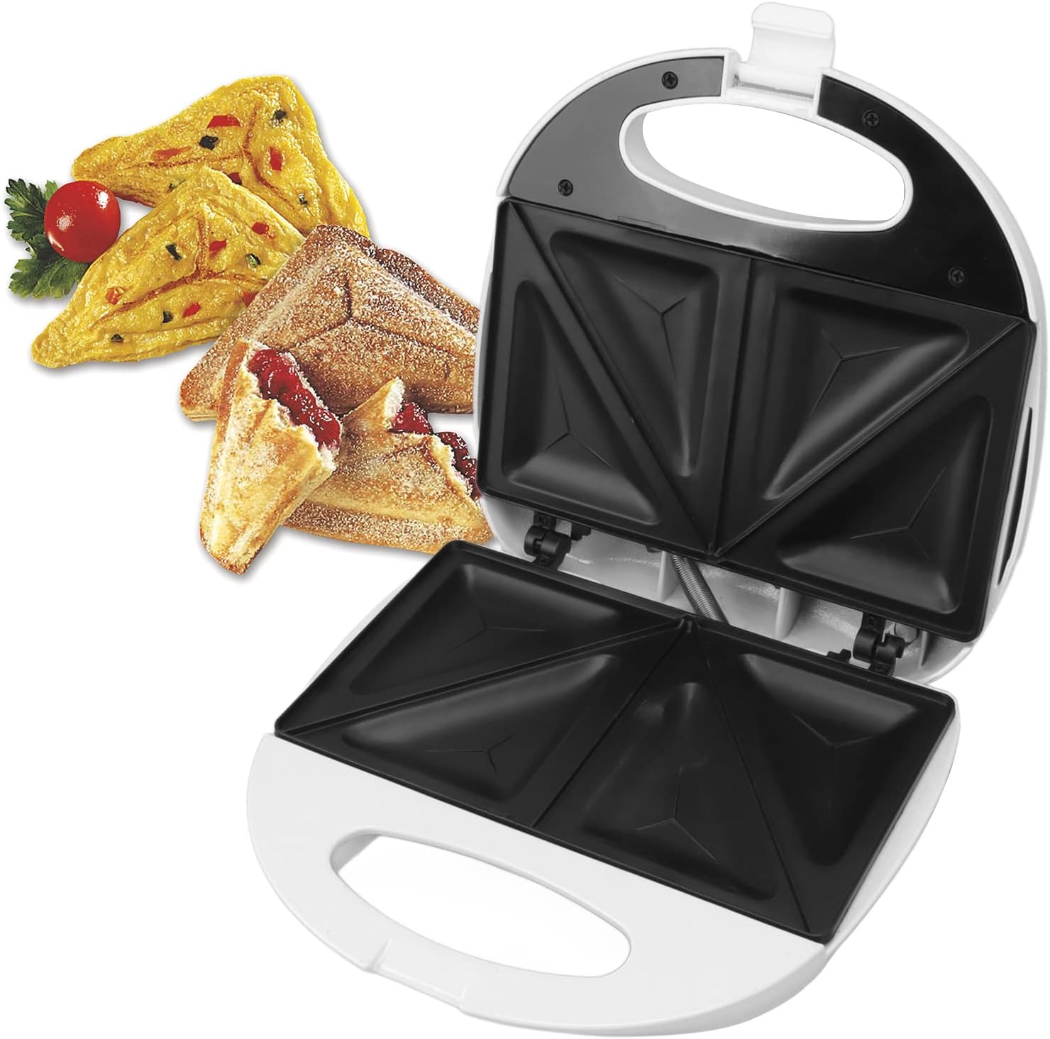Ozgkee Tostadora eléctrica de 750 W, prensa y tostadora de llenado profundo, tostadora con placa antiadherente, fácil de