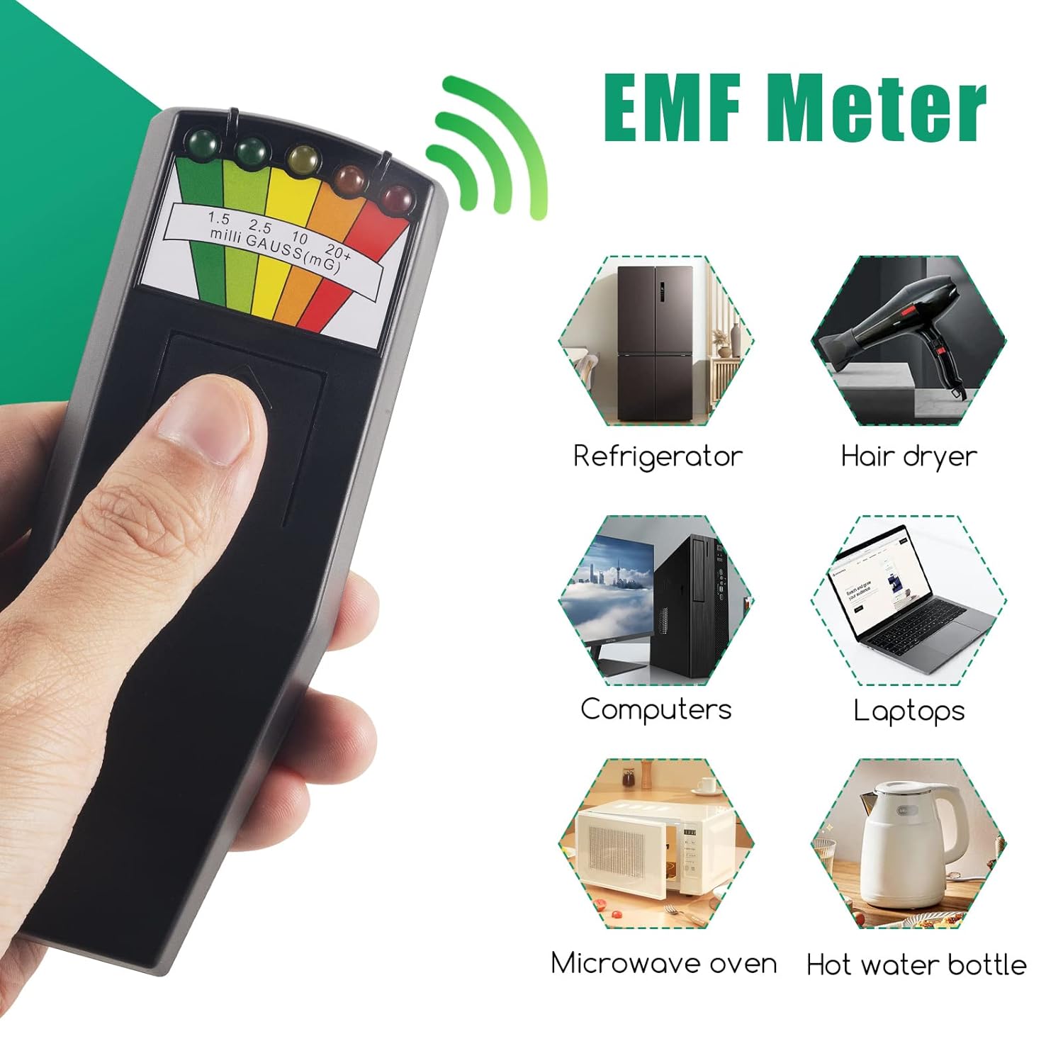 Jahy2Tech 5 Escalas EMF Medidores Magnético Campos Detector Fantasma Caza Equipo Paranormal Probador Contador Portátil para Casa Oficina Exterior
