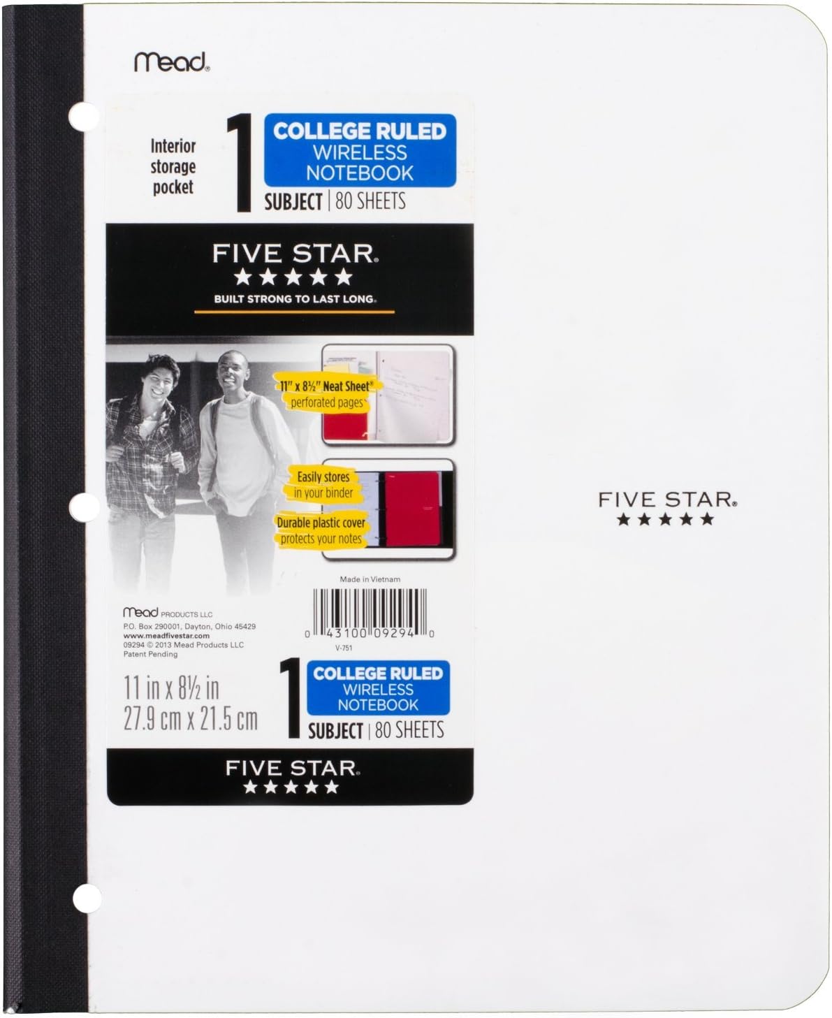 Cuaderno con bolsillo, 1tema, College papel rayado, 80hojas, 11 pulgadas 812 pulgadas, el color variará (09294), Variados Paquete de 6