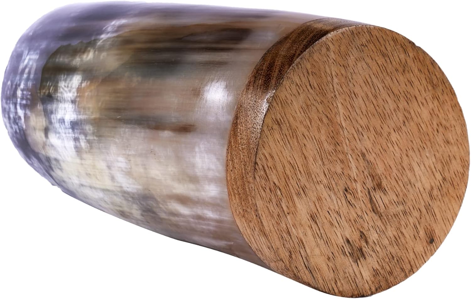 Taza original de cuerno vikingo con saco de arpillera, base de madera de 20 onzas, extra grande, inspirada en la Edad Media, hecha a mano, pulida,