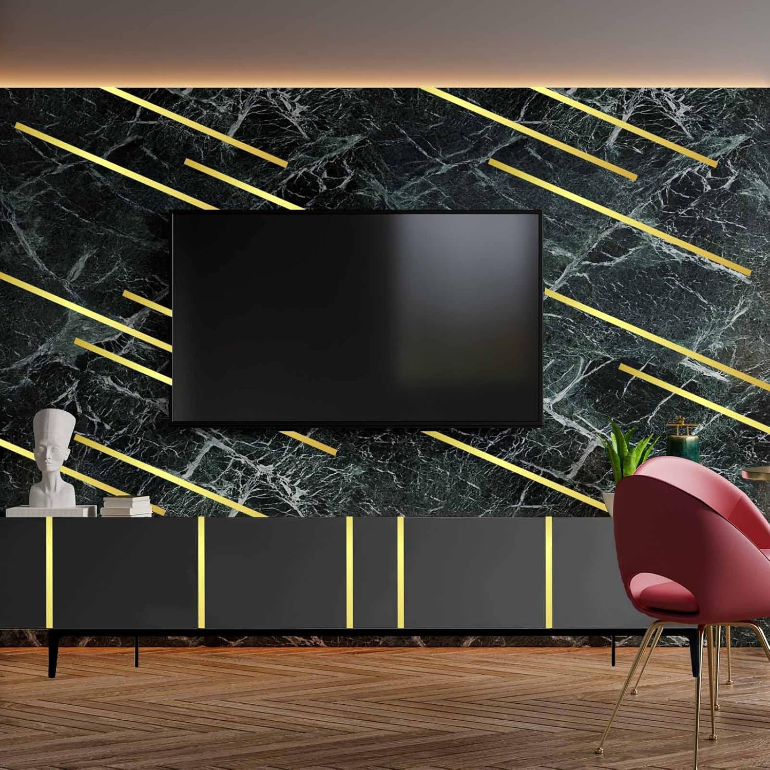 6 rollos de cinta dorada, cinta adhesiva dorada washi cinta metálica de múltiples anchos para decoración de pared, cinta de lámina dorada,
