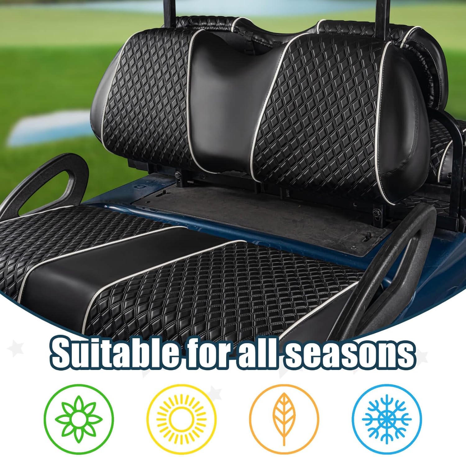 NOKINS Fundas de asiento de carrito de golf para Club Car Precedent OEM Cojín de asiento ordinario, respaldo de cojín de asiento delantero de cuero
