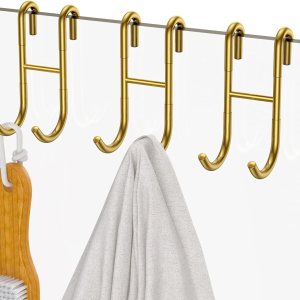 Ganchos para puerta de ducha, paquete de 3 ganchos de puerta de vidrio para ducha, chapados en oro, ganchos de acero inoxidable 304, colgador de Ganchos para puerta de ducha, paquete de 3 ganchos de puerta de vidrio para ducha, chapados en oro, ganchos de acero inoxidable 304, colgador de