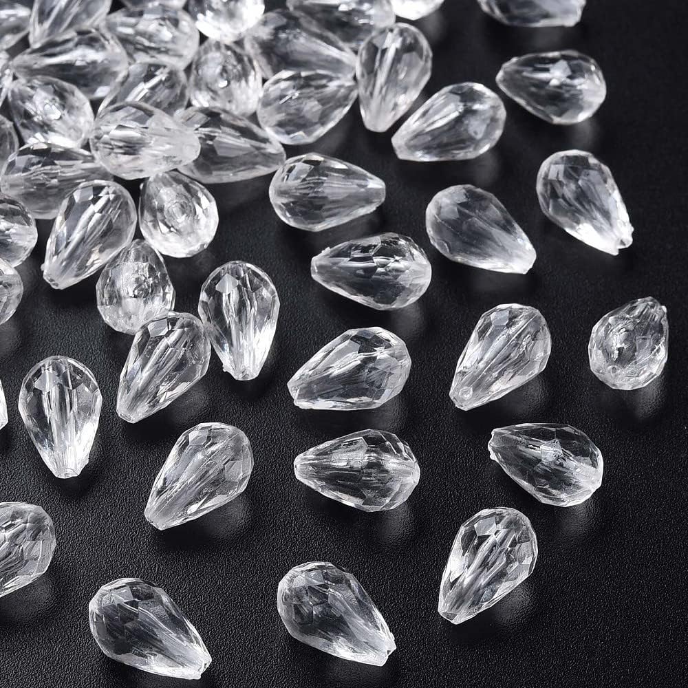 Beadthoven – 1338 cuentas de acrílico facetadas con forma de lágrima transparente, cuentas colgantes de cristal con forma de gota de agua, cuentas