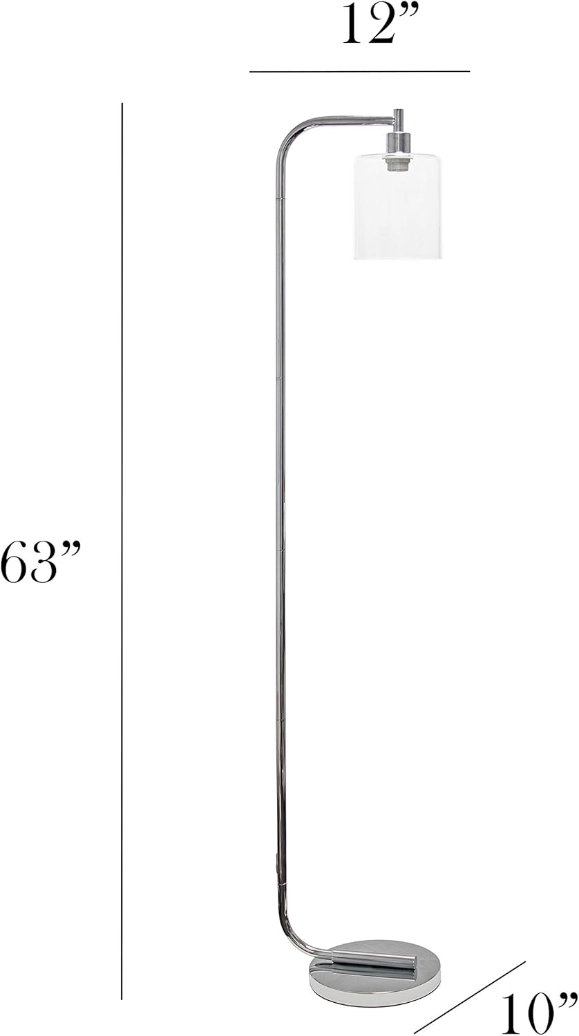 Simple Designs LF1036-CHR Lámpara de pie de linterna de hierro industrial de estilo antiguo con pantalla de vidrio, cromo