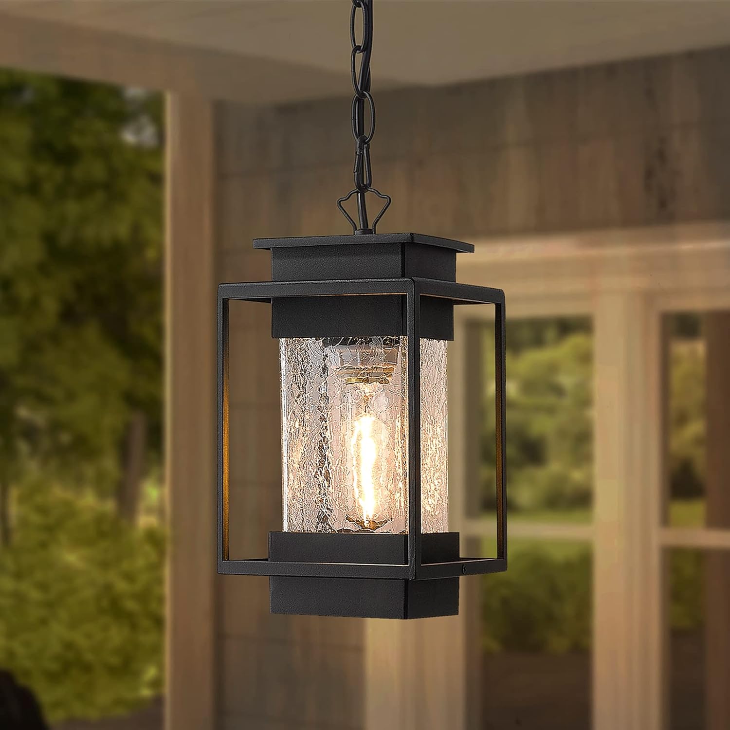 Juego de 3 luces para exteriores, juego de 3 luces a juego, luz de pared al aire libre, luces colgantes para porche al aire libre con cristal
