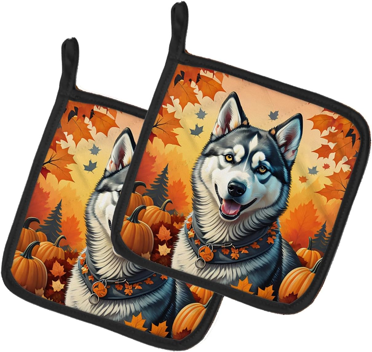 Caroline’s Treasures DAC1074PTHD Siberian Husky Fall Pair of Pot Holders Kitchen Heat Resistant Pot Holders Sets Oven Hot Pads for Cooking Baking