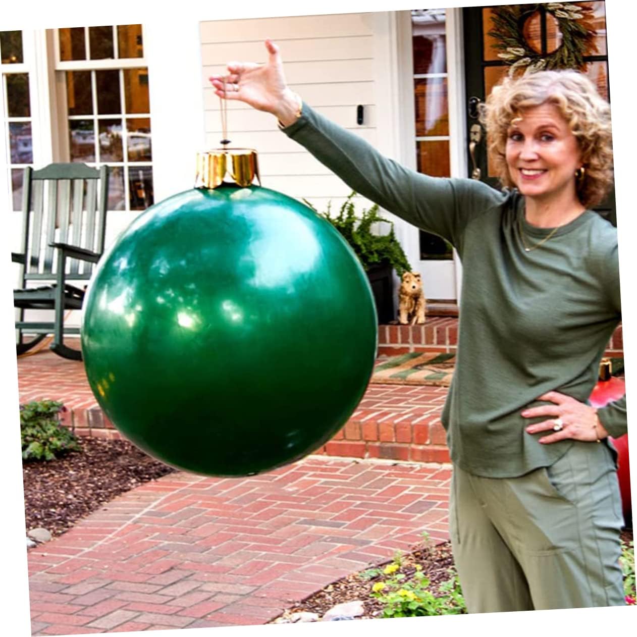 HOMSFOU 2 globos de Navidad, adorno de Navidad, decoración de Navidad, decoración de bolas grandes, adornos gigantes de Navidad al aire libre, bola