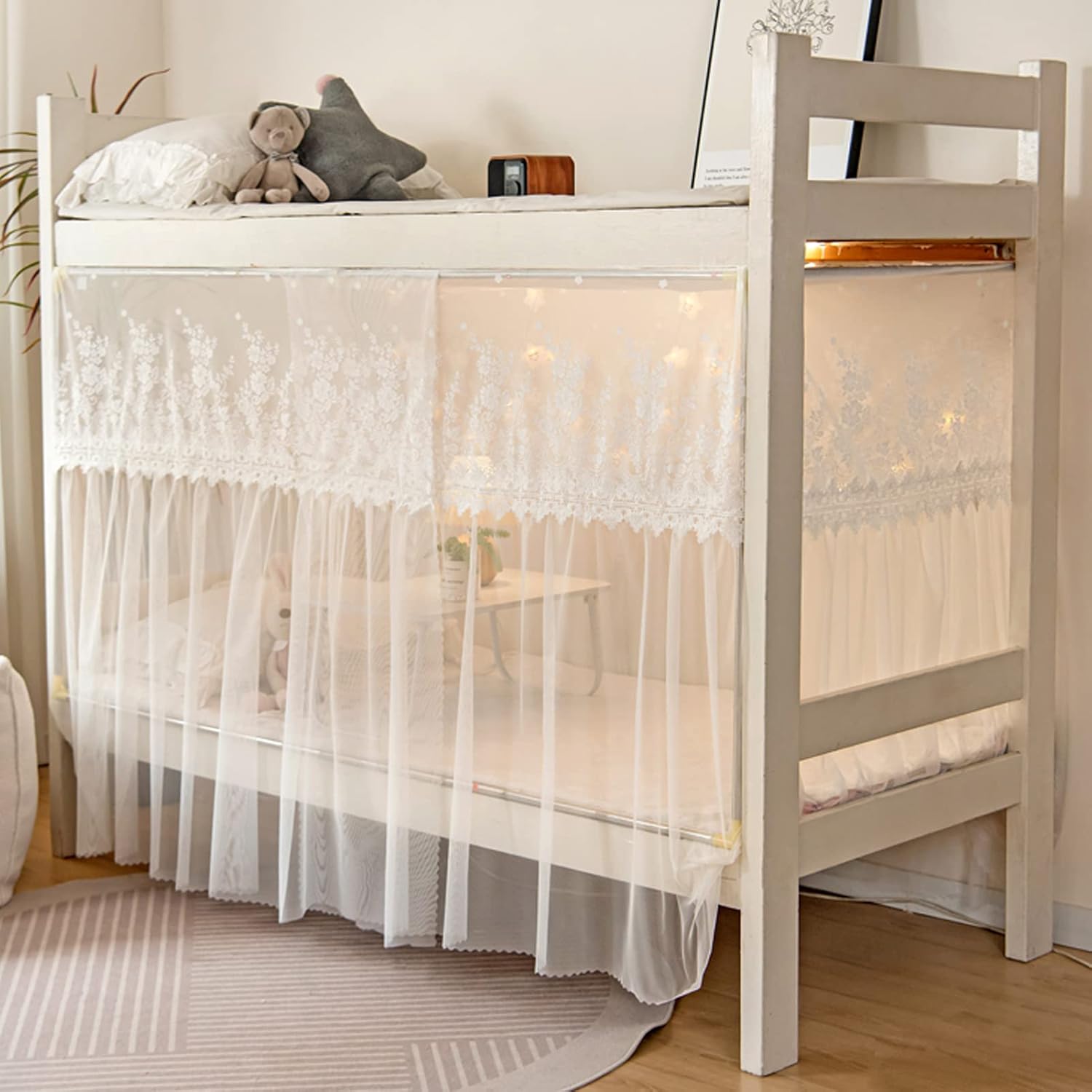 SCMTYWCQ 4 postes esquineros para dormitorio de estudiantes, litera, mosquitera, para cama de estudiantes, cortinas de cama para dormitorio de