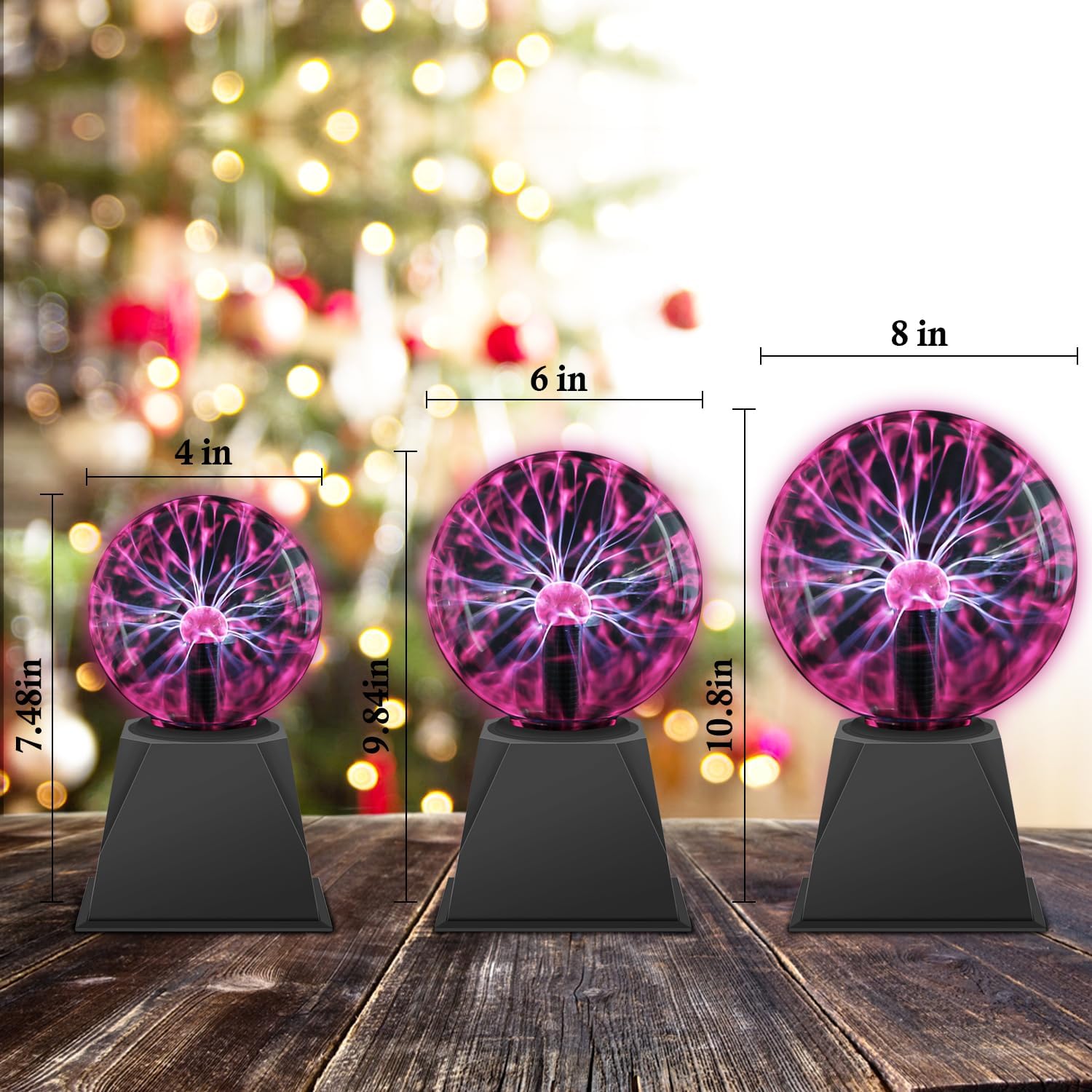 DELIPOP Bola de plasma de 8 pulgadas, luz roja con cable enchufable, lámpara mágica de bola de plasma, luz de discoteca sensible al tacto y al