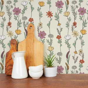 Flipside Papel tapiz extraíble floral para despegar y pegar, cada rollo mide 18 pies de largo x 18 pulgadas de ancho, seguro para paredes, fácil de Flipside Papel tapiz extraíble floral para despegar y pegar, cada rollo mide 18 pies de largo x 18 pulgadas de ancho, seguro para paredes, fácil de