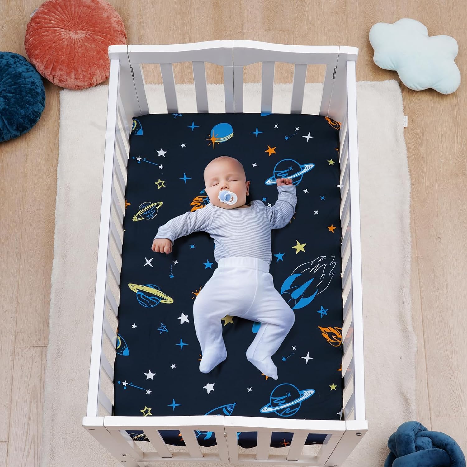 david’s kids Paquete de 3 sábanas para cuna mini, paquete premium N Play, sábanas neutrales para niños y niñas, suaves y transpirables, para
