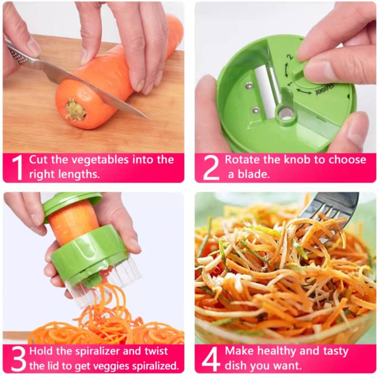 Espiralizador de verduras 3 en 1, cortador de verduras de mano para preparar espaguetis de calabacín, espiralizador para fideos vegetarianos,
