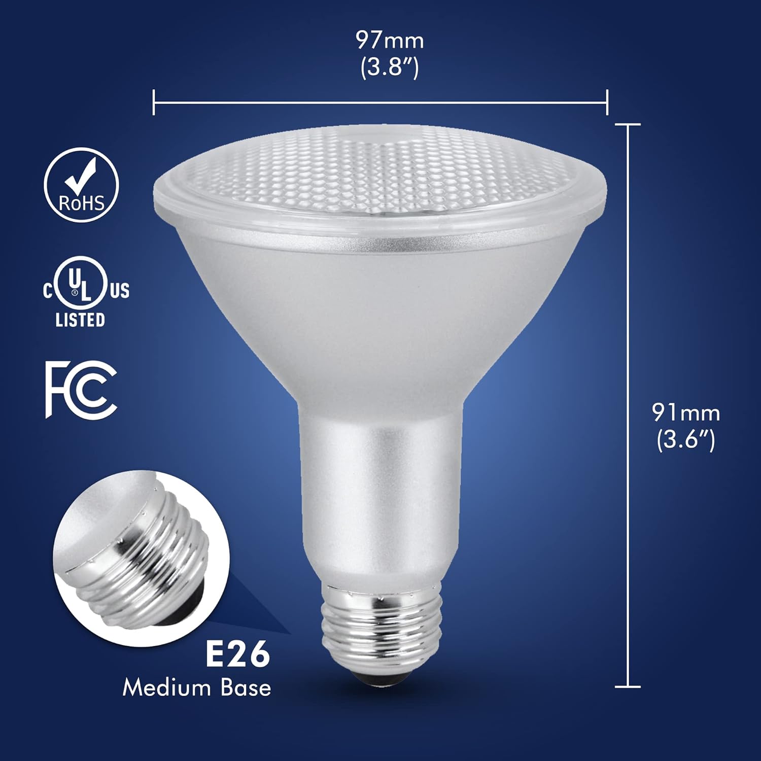 Xtricity PAR 30 bombillas LED regulables de cuello largo, bombillas LED de 11 W, equivalente a 75 vatios, 800 lúmenes, blanco suave de 3000 K, 120