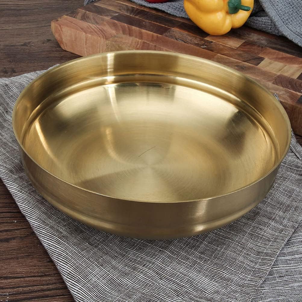 Hemoton Cuenco de acero inoxidable coreano Bibimbap Tazón de arroz de metal Tazón de cereales Tazón de servir para sopa Arroz Helado Bocadillos