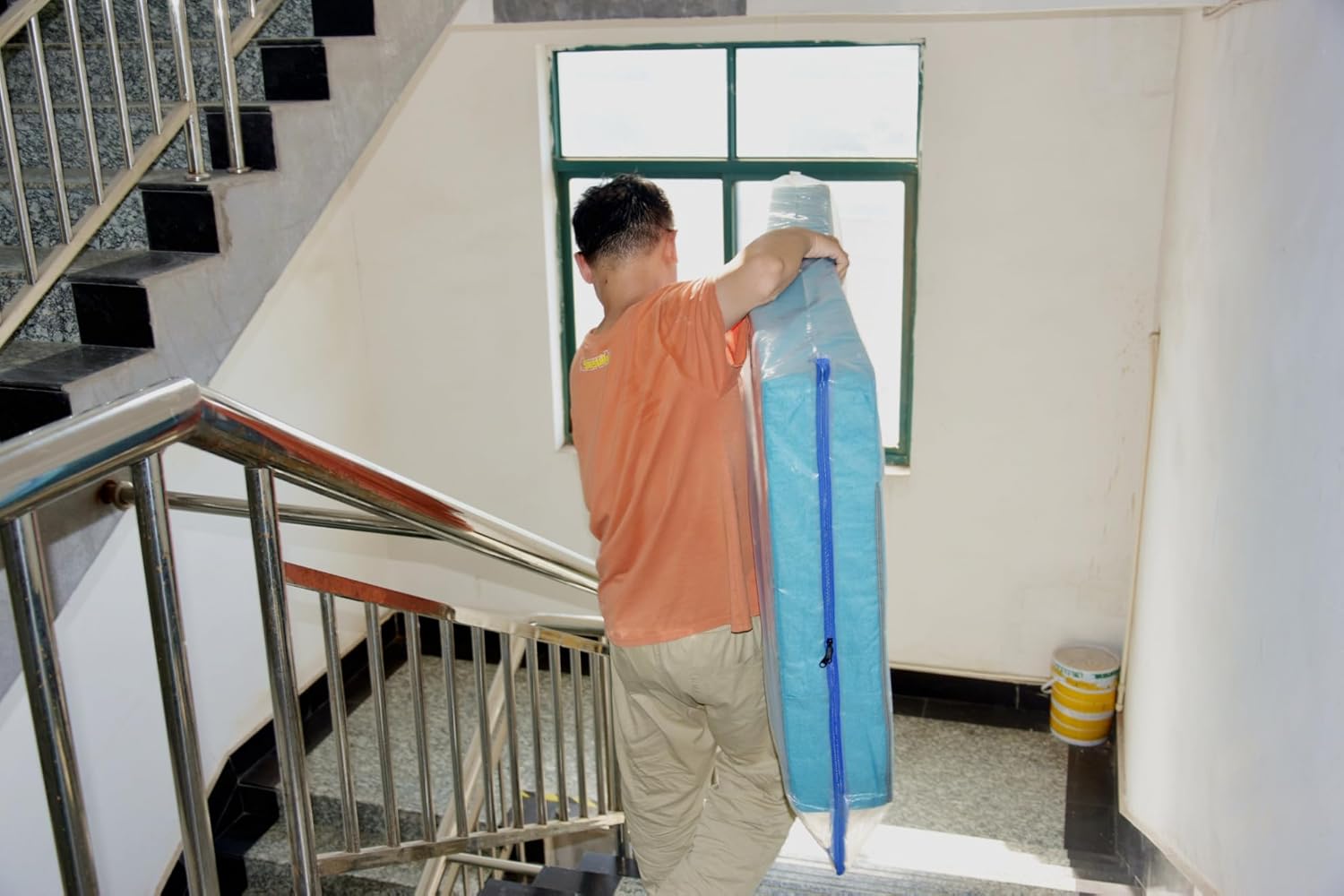 JUNESHE Bolsa de almacenamiento para colchón de cuna con cremallera, bolsa de colchón impermeable de plástico de 5 mil para mudanza y almacenamiento