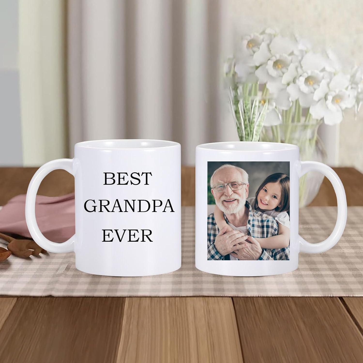 Taza de café personalizada, taza de cerámica personalizada con texto fotográfico y logotipo, taza de té personalizada de 11 onzas para hombres y