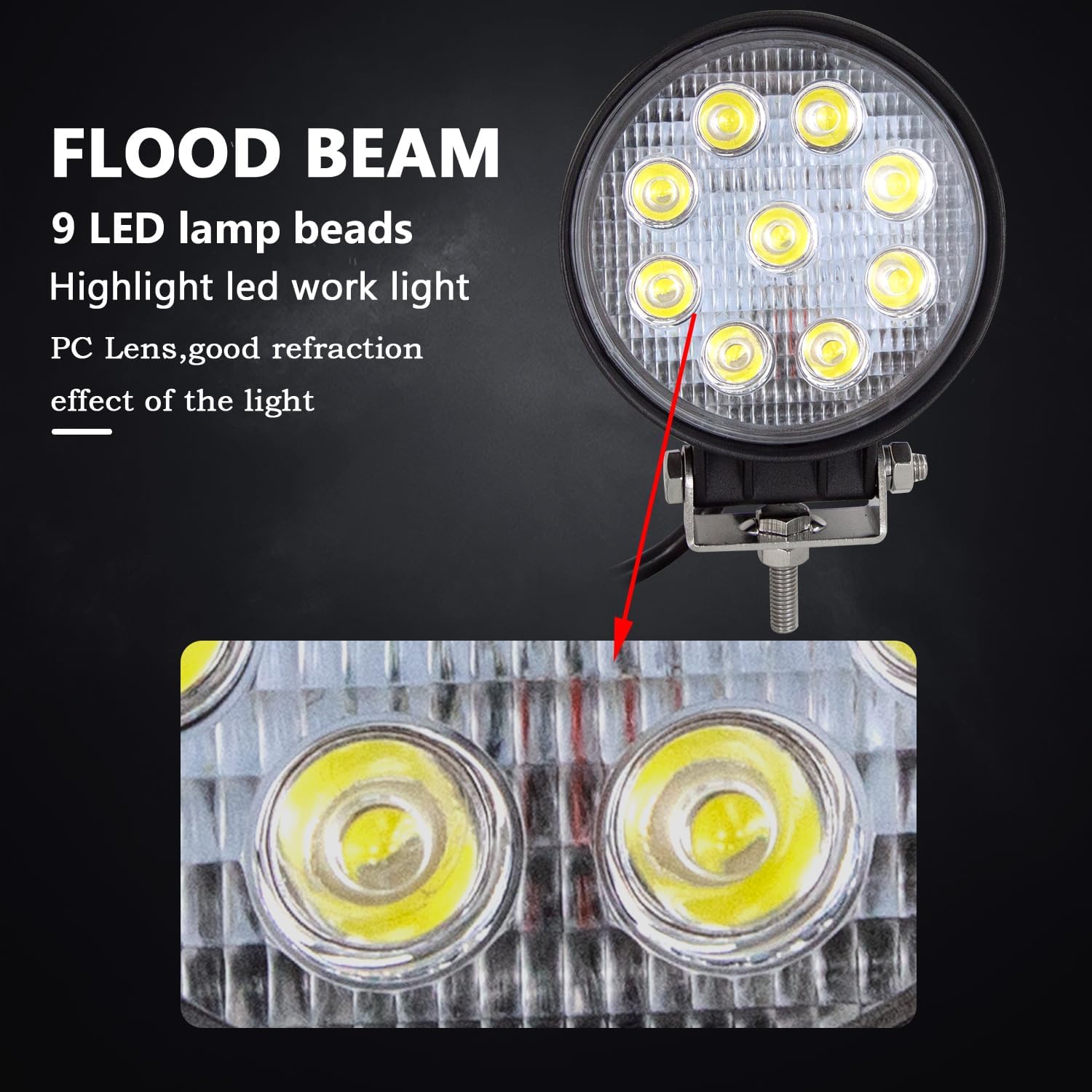 Willpower 10 barras de luz LED de trabajo de 4 pulgadas, 27 W, 2200 LM, cápsulas de conducción, lámpara de trabajo para Jeep todoterreno, SUV, barco