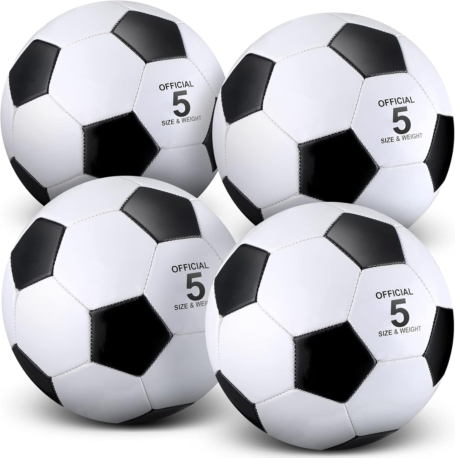 4 pelotas de fútbol con inflador, tamaño oficial, para deportes en interiores y exteriores, para niños y adultos, jugadores, entrenamiento, regalo