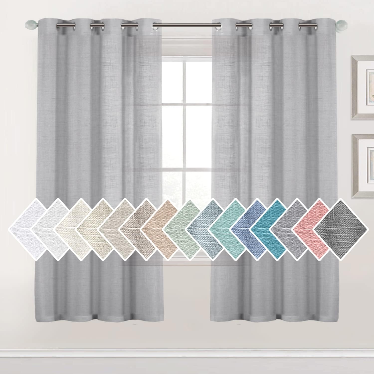 H.VERSAILTEX – Cortinas elegantes de mezcla de lino, protección de privacidad, 2 paneles de ventana con ojales plateados para dormitorio o sala de
