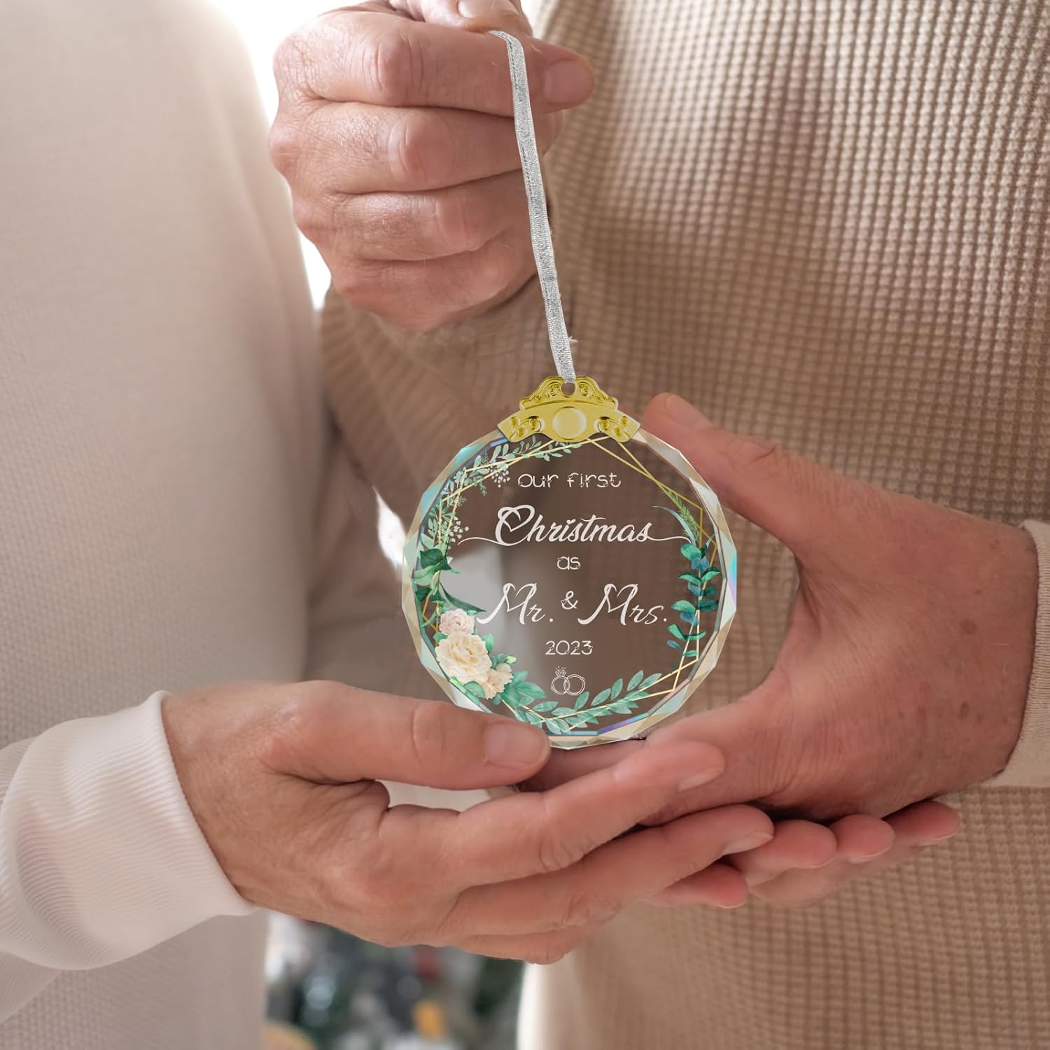 Adorno de matrimonio de cristal para parejas, regalos de boda de cristal para parejas, regalos de despedida de soltera, decoración de árbol de