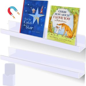Estantería magnética para libros, paquete de 2 estantes magnéticos para pizarra blanca, estantes flotantes acrílicos magnéticos reutilizables con un Estantería magnética para libros, paquete de 2 estantes magnéticos para pizarra blanca, estantes flotantes acrílicos magnéticos reutilizables con un
