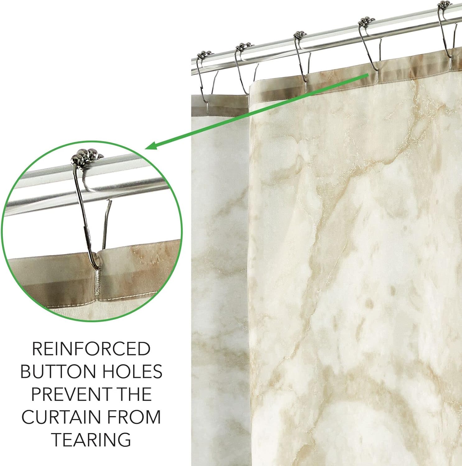 mDesign Cortina de ducha de tela, 72 x 72 pulgadas, lavable a máquina, ojales reforzados de calidad para baño, baño de invitados, puestos, bañeras,