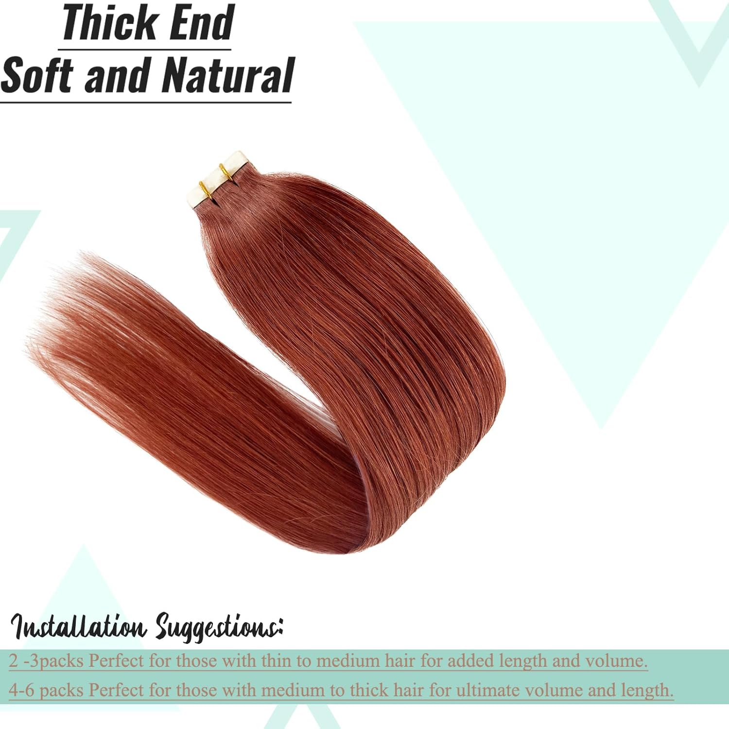 Extensiones de cabello humano color castaño oscuro con cinta adhesiva de doble cara, 20 pulgadas, invisible, natural, doble cara, sin costuras, 20