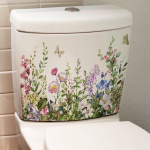 Adhesivos autoadhesivos para la pared del baño, hojas verdes, hojas, flores, para la tapa del inodoro, calcomanÃas para tapa de inodoro, removibles, Adhesivos autoadhesivos para la pared del baño, hojas verdes, hojas, flores, para la tapa del inodoro, calcomanÃas para tapa de inodoro, removibles,