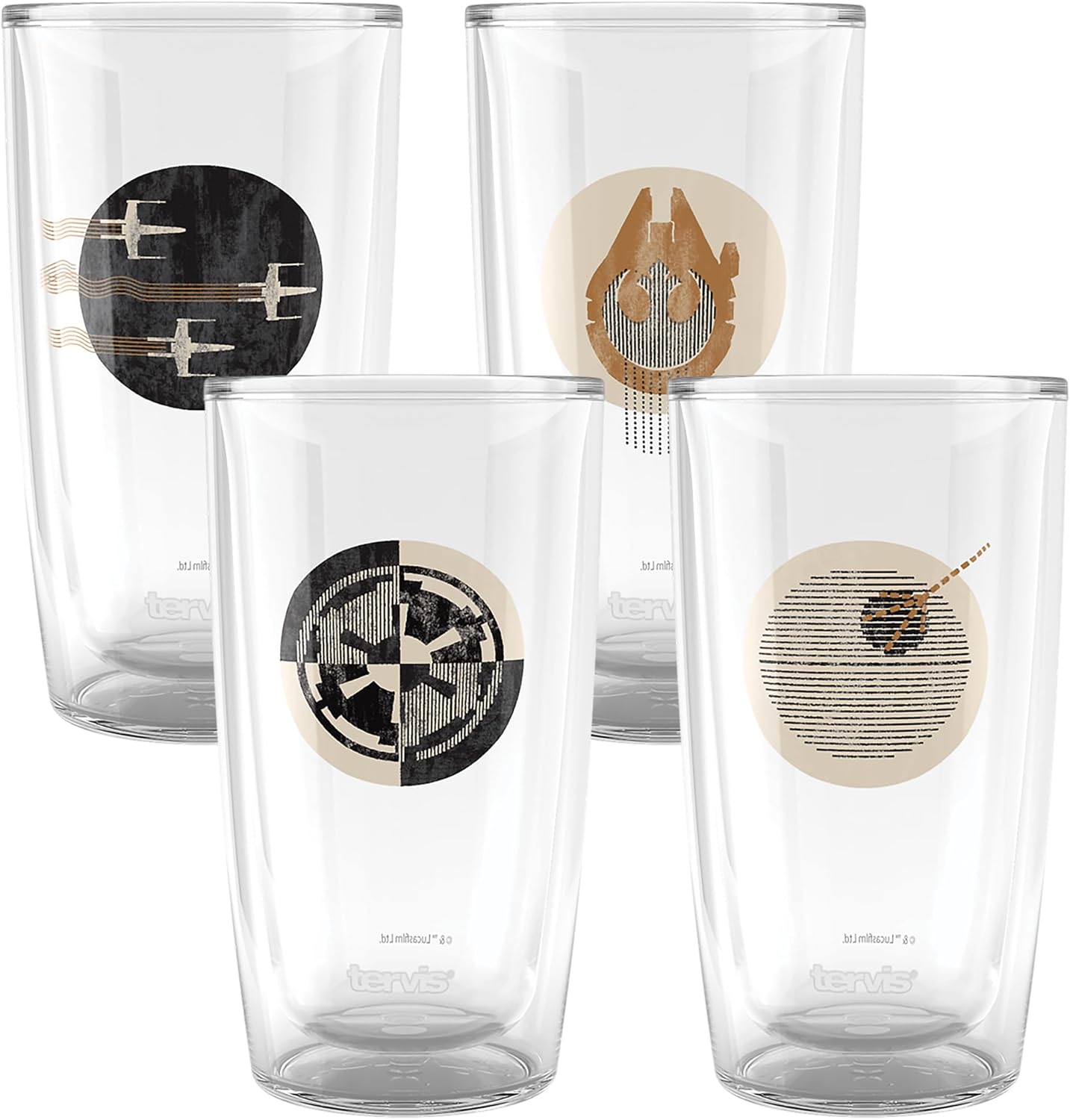 Tervis Star Wars Insignia Collection Vaso aislado surtido, 16oz-4pk, clásico