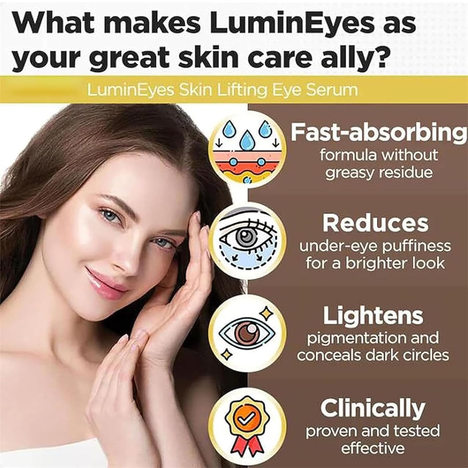 Lumineyes Skin Lifting Eye Serum,Peptide Eye Lift Serum,Retinol Eye Serum,Anti Arrugas Eye Serum para Hinchazo,Ojeras Ojeras,Bolsas debajo de los