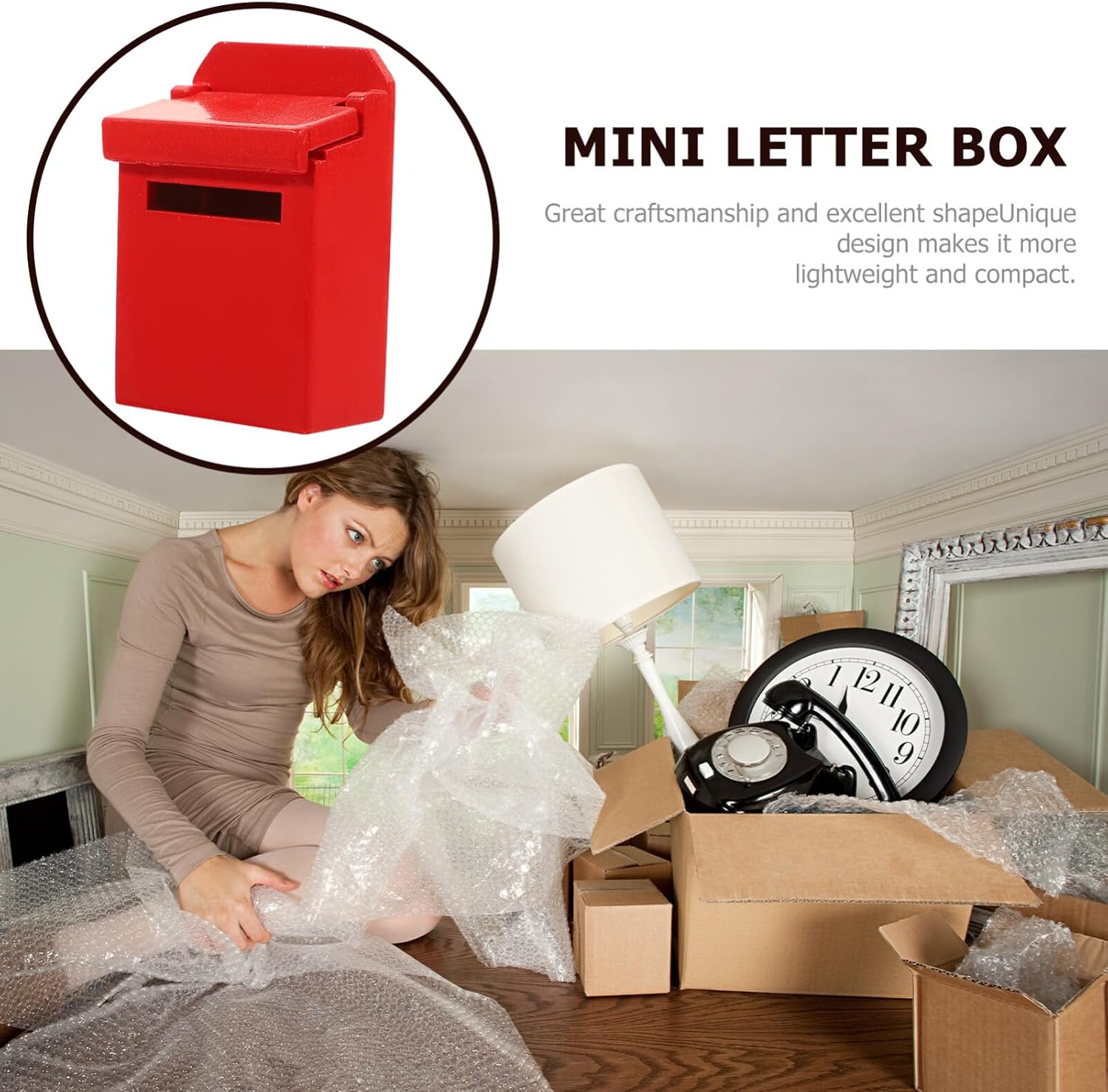Zerodeko Buzón de madera para casa de muñecas, mini buzón de juguete a escala 112, buzón de correo en miniatura, adornos de buzón, modelo para