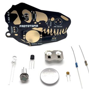 T-Rex – Kit de aprendizaje para soldar LED activado por movimiento Kit de electrónica de bricolaje para principiantes Circuito de práctica T-Rex – Kit de aprendizaje para soldar LED activado por movimiento Kit de electrónica de bricolaje para principiantes Circuito de práctica