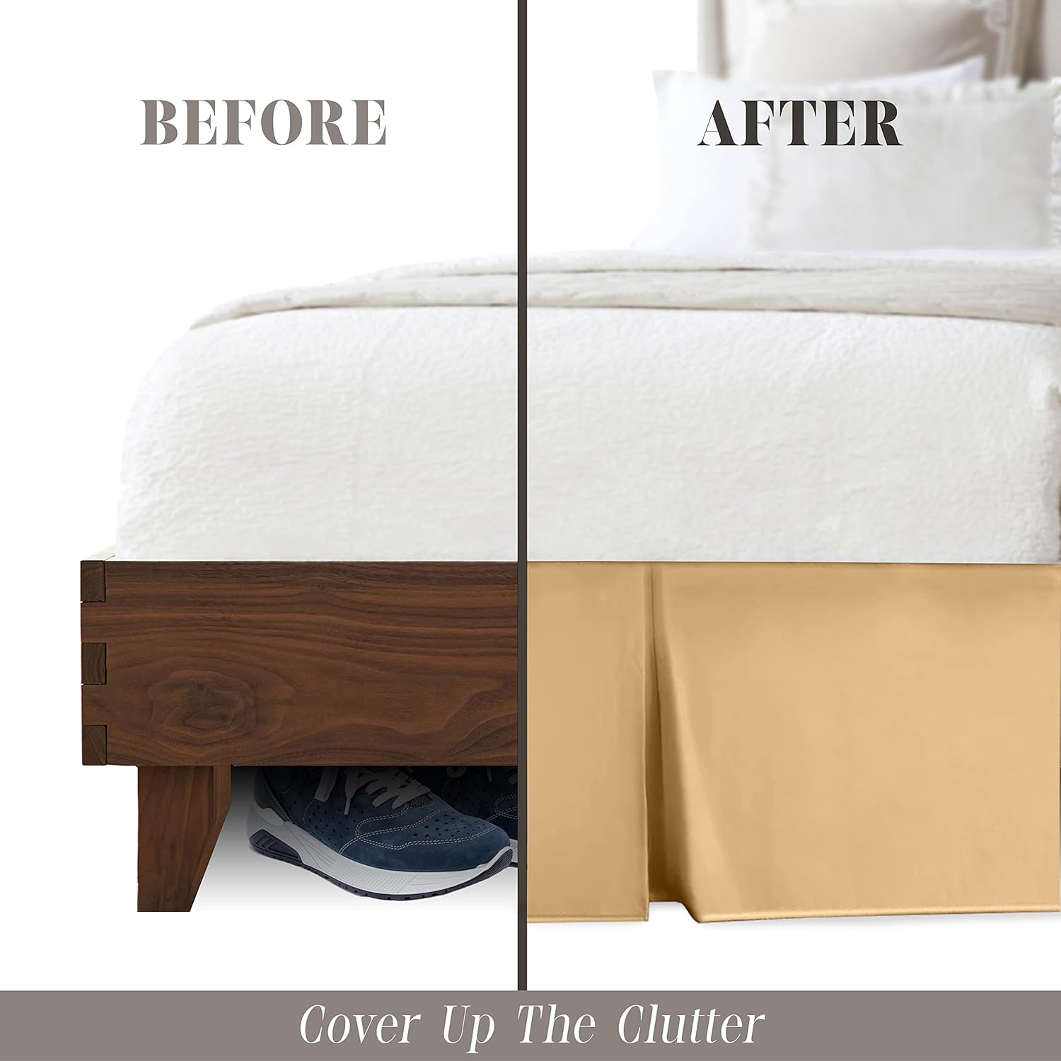 Elegant Comfort Falda de cama sólida de 1 pieza, calidad egipcia de 1500 hilos, diseño minimalista con un aspecto moderno, fácil cuidado, resistente