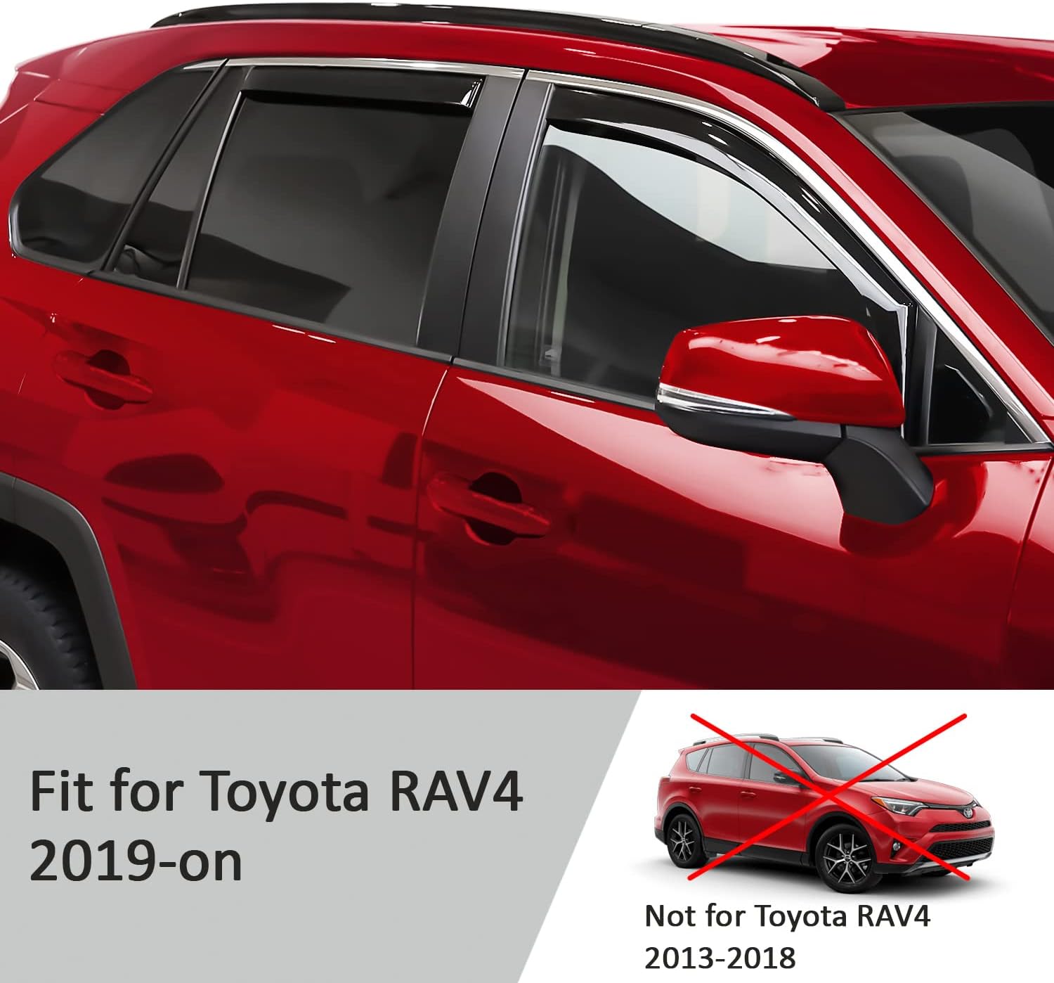Voron Glass Protectores de lluvia extra duraderos en canal para Toyota RAV4 2019-2023, deflectores de ventana, viseras de ventana de ventilación, 4